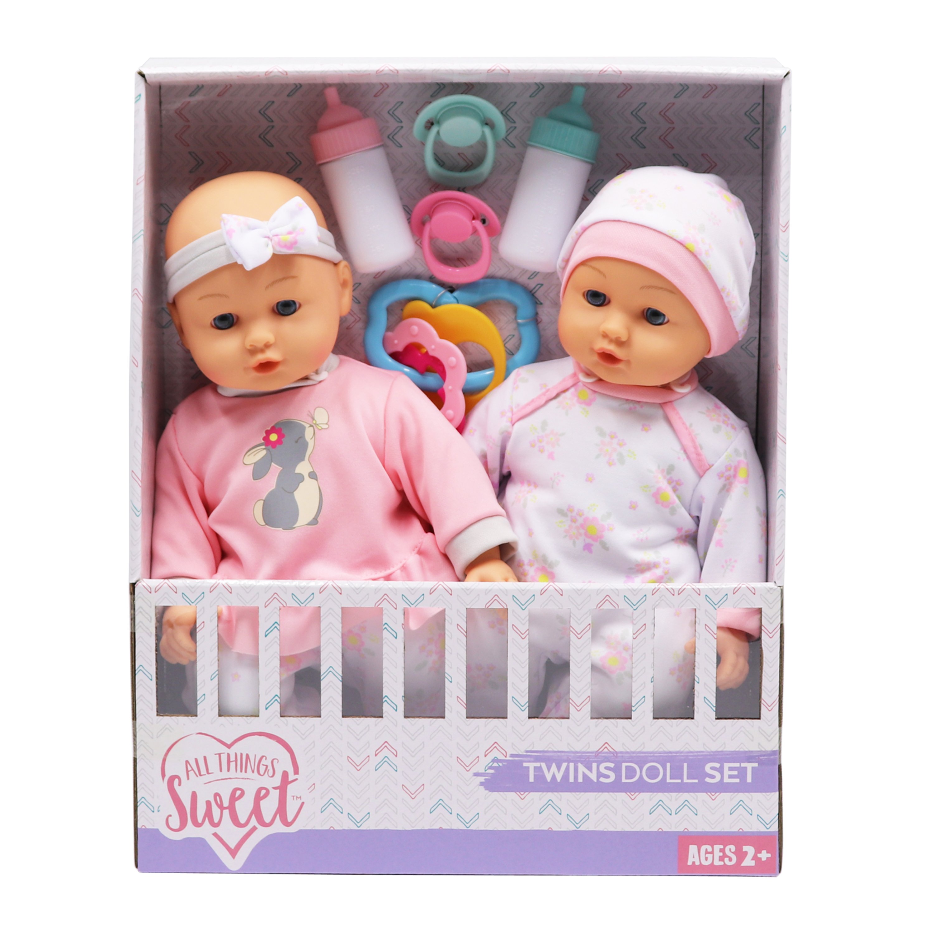 Two cute hot sale twins dolls