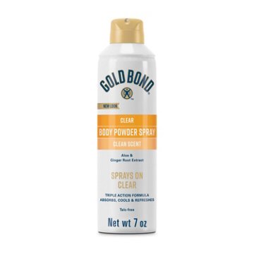 Gold Bond No Mess Clear Body Powder Spray, 7 oz