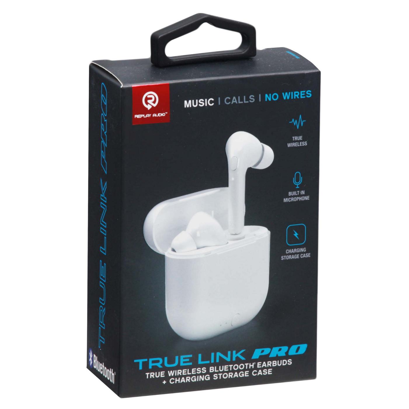 Replay Audio True Link Pro Series Wireless White Earbuds with Charging Case; image 1 of 2