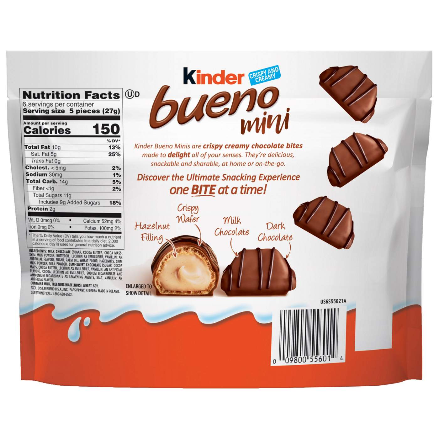 Kinder Bueno Mini Chocolate Bites with Crispy Wafer & Hazelnut Cream - Share Pack; image 6 of 6