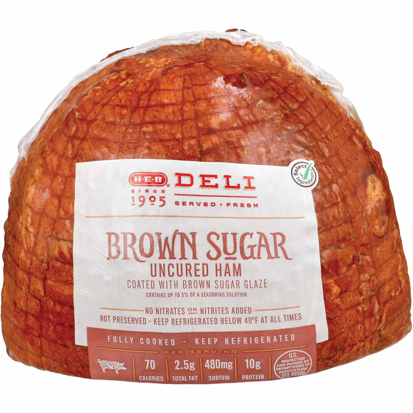 H-E-B Deli Brown Sugar Glazed Uncured Ham, Custom Sliced; image 3 of 3