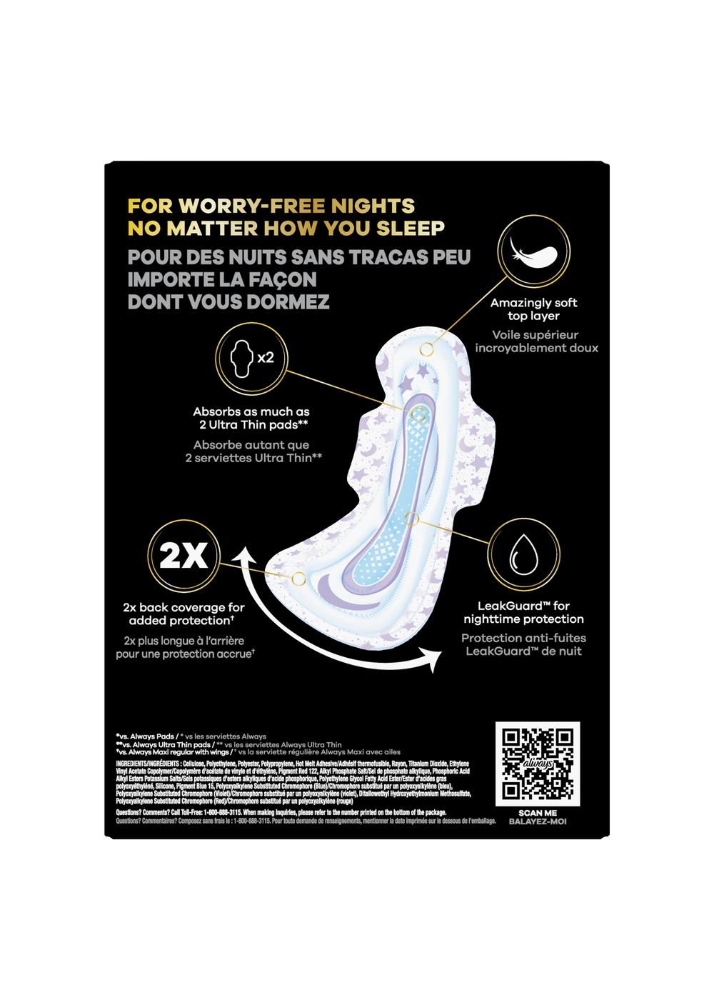 Always ZZZ Overnight Pads Size 6 Unscented with Wings Shop Pads