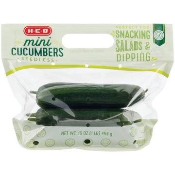 H-E-B Fresh Mini Seedless Cucumbers, 16 oz