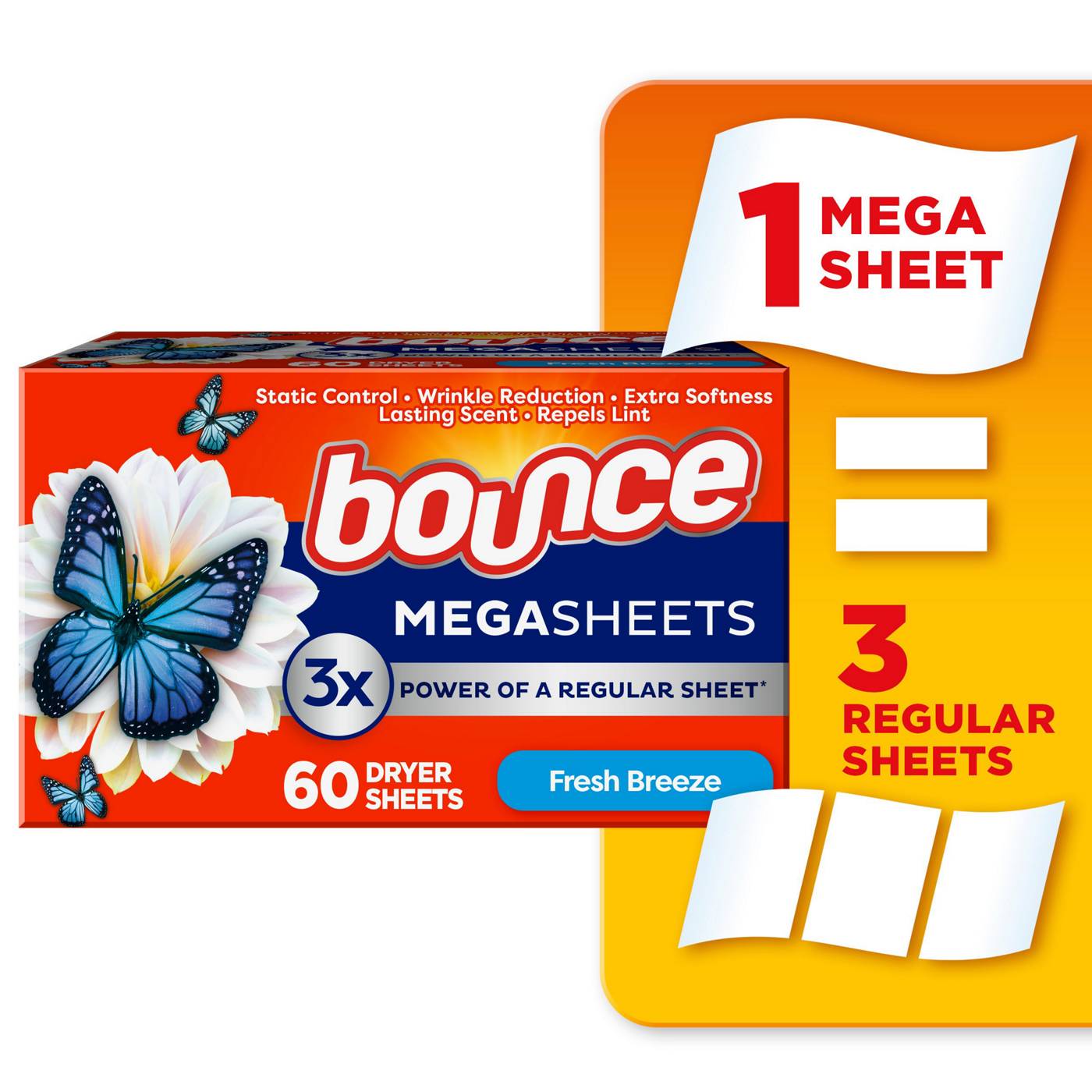 Bounce Fabric Softener Mega Dryer Sheets - Fresh Breeze; image 2 of 10