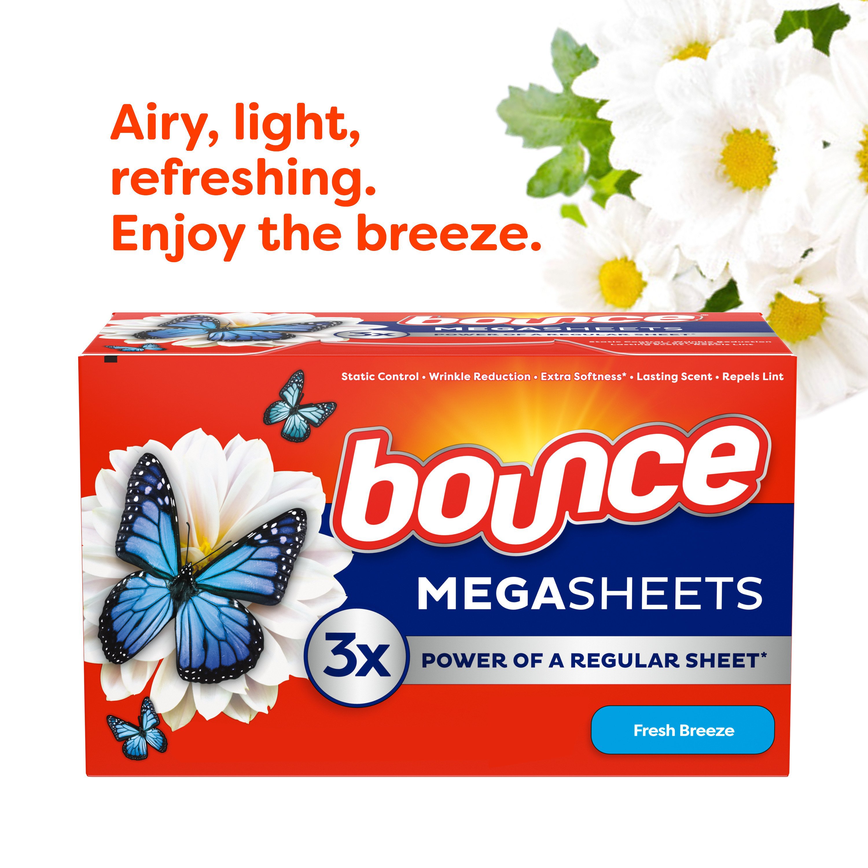 Bounce Mega Dryer Sheets, Fresh Breeze Scent - Shop Softeners at H-E-B