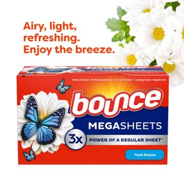 Bounce Mega Dryer Sheets, Fresh Breeze Scent