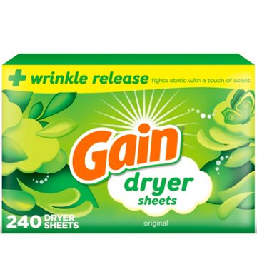 Gain Dryer Sheets Plus Wrinkle Release, Original Scent, 240 ct
