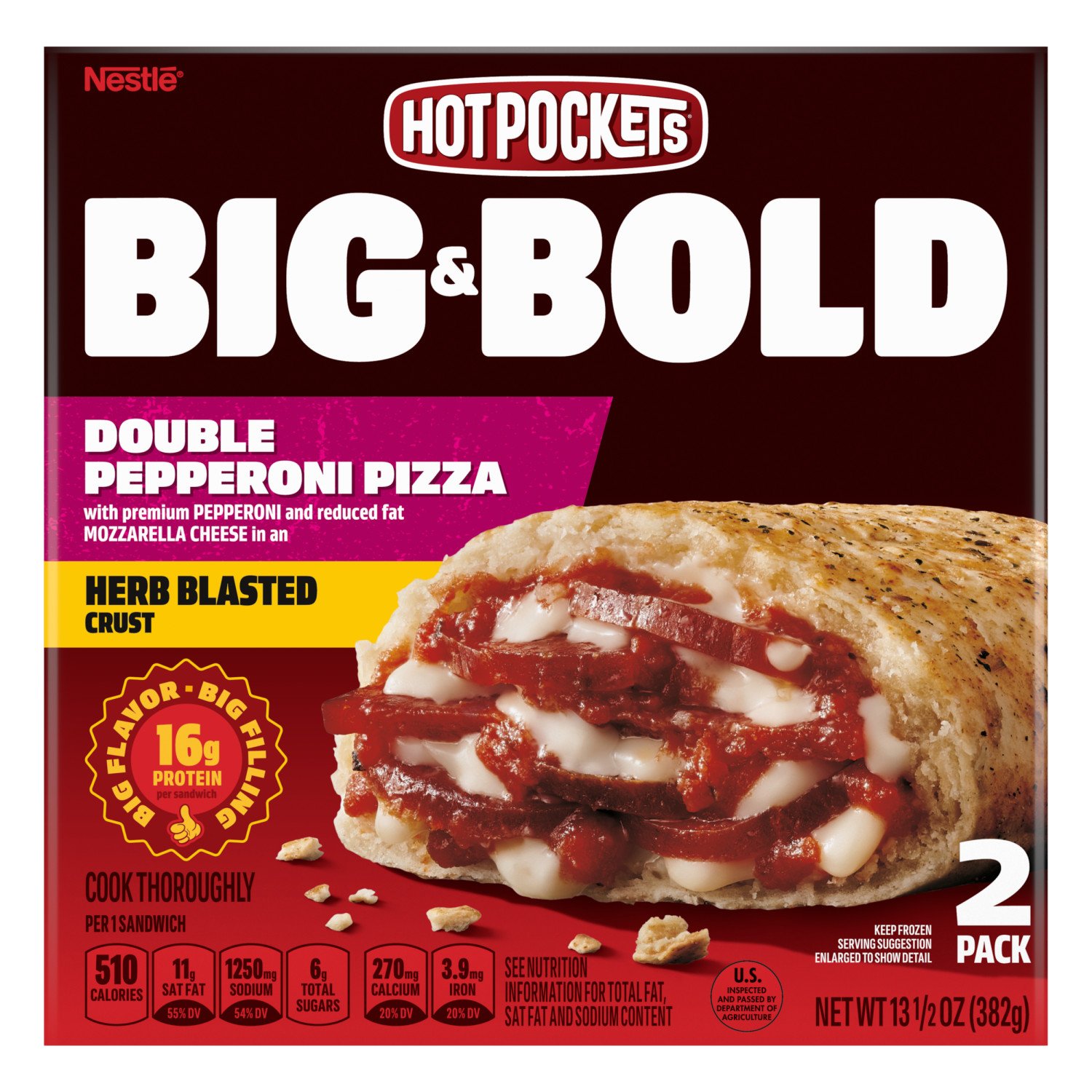 Hot Pockets Big & Bold Double Pepperoni Pizza Sandwiches Shop Entrees & sides at HEB