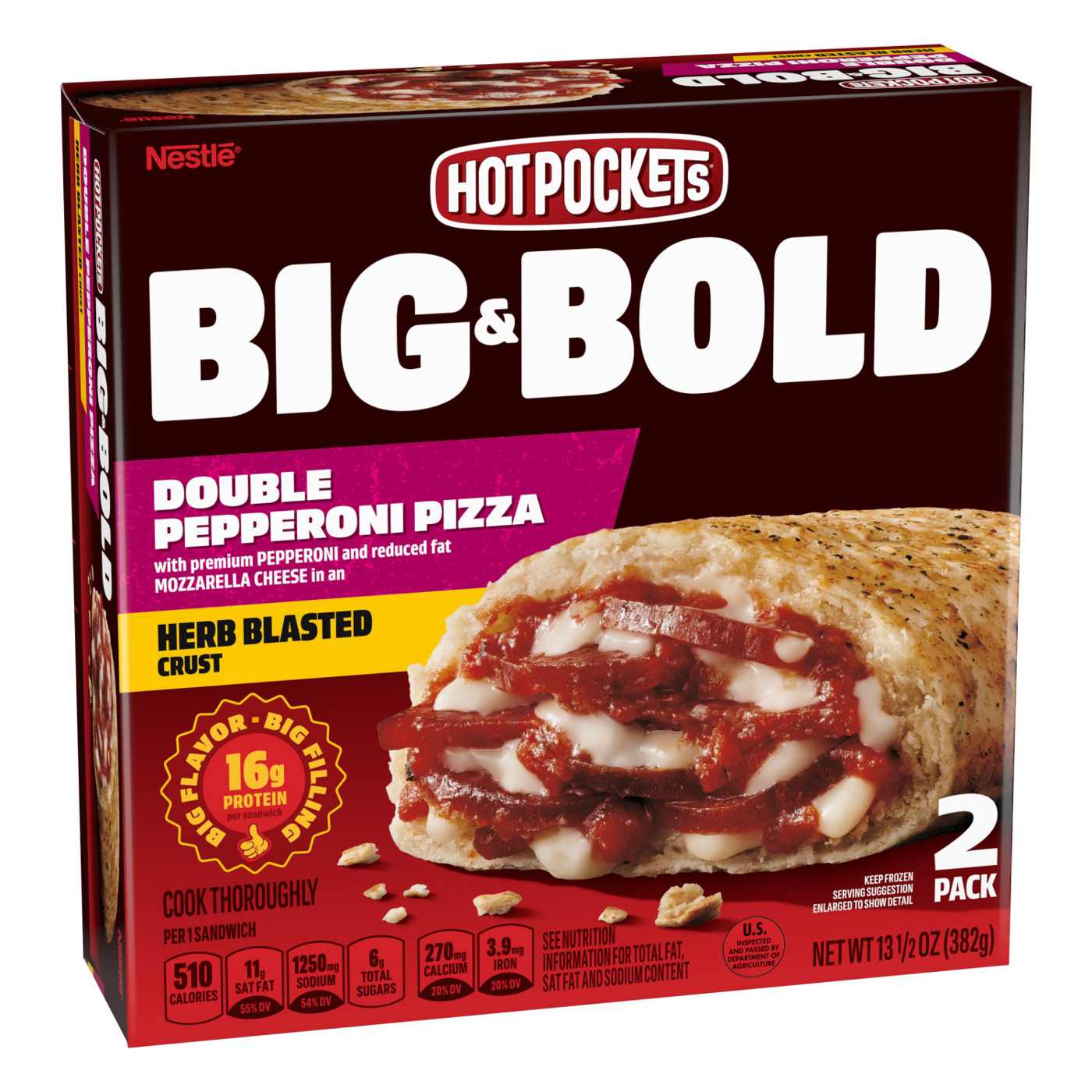 Hot Pockets Big & Bold Double Pepperoni Pizza Sandwiches; image 2 of 8