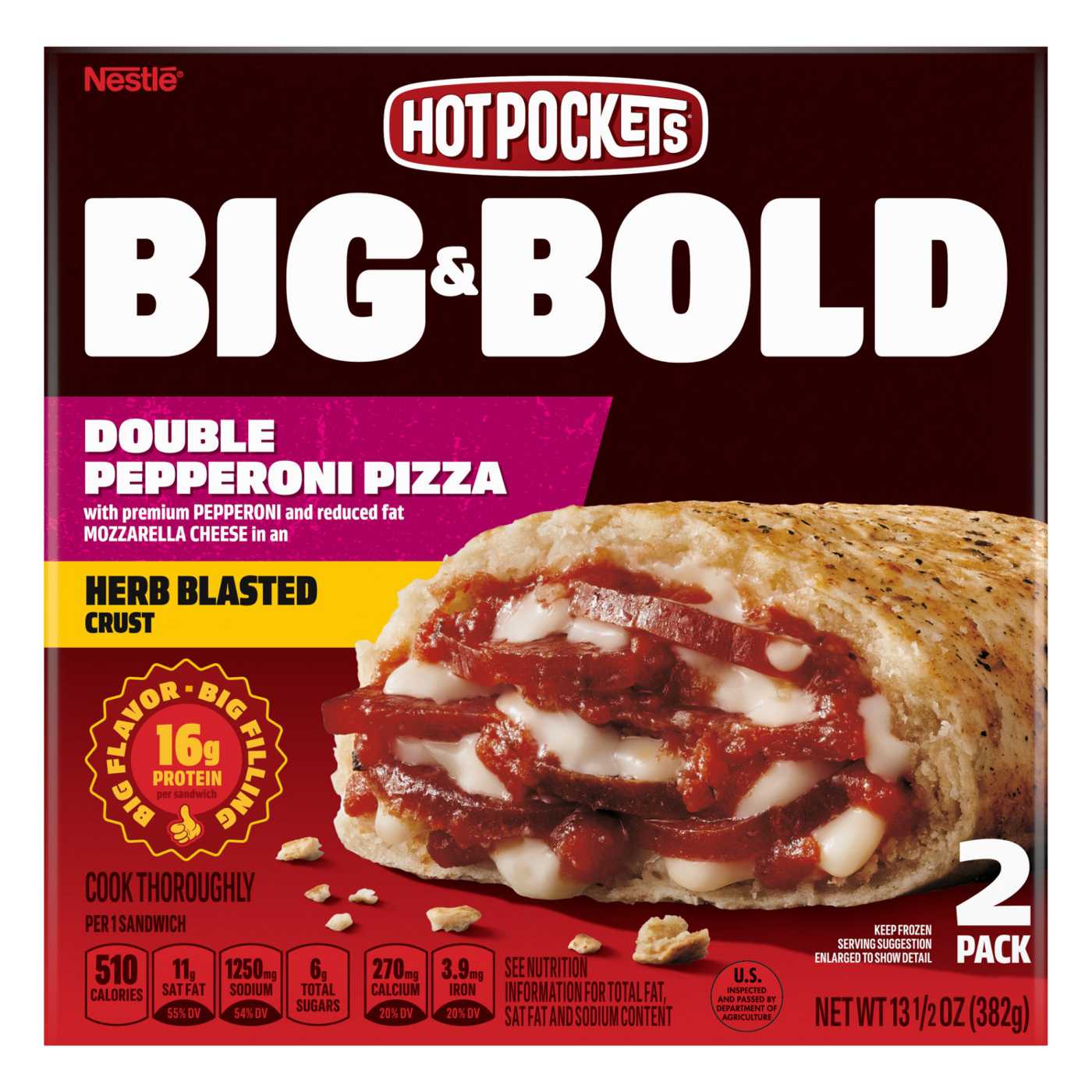 Hot Pockets Big & Bold Double Pepperoni Pizza Sandwiches; image 7 of 8