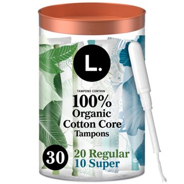 L. Cotton Tampons Regular/Super Absorbency Multipack, 30 ct
