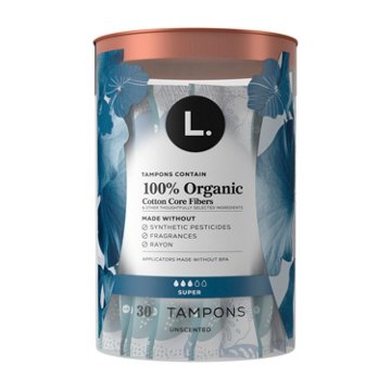 L. Organic Cotton Tampons Super Absorbency, 30 ct