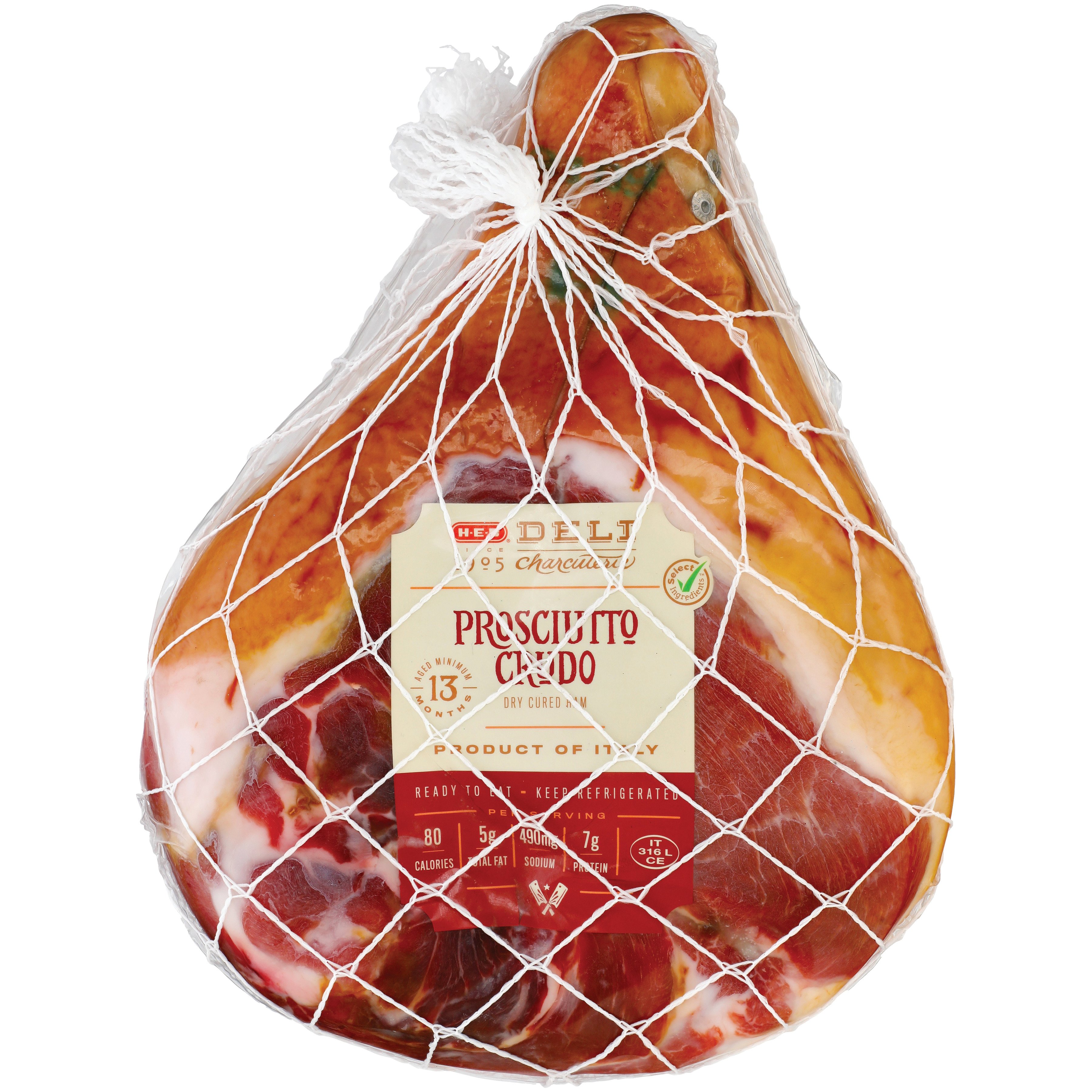 H-E-B Deli Prosciutto Crudo Dry Cured Ham, Custom Sliced, lb