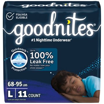 Goodnites Boys' Nighttime Bedwetting Underwear - Large (68-95 lbs), 11 ct