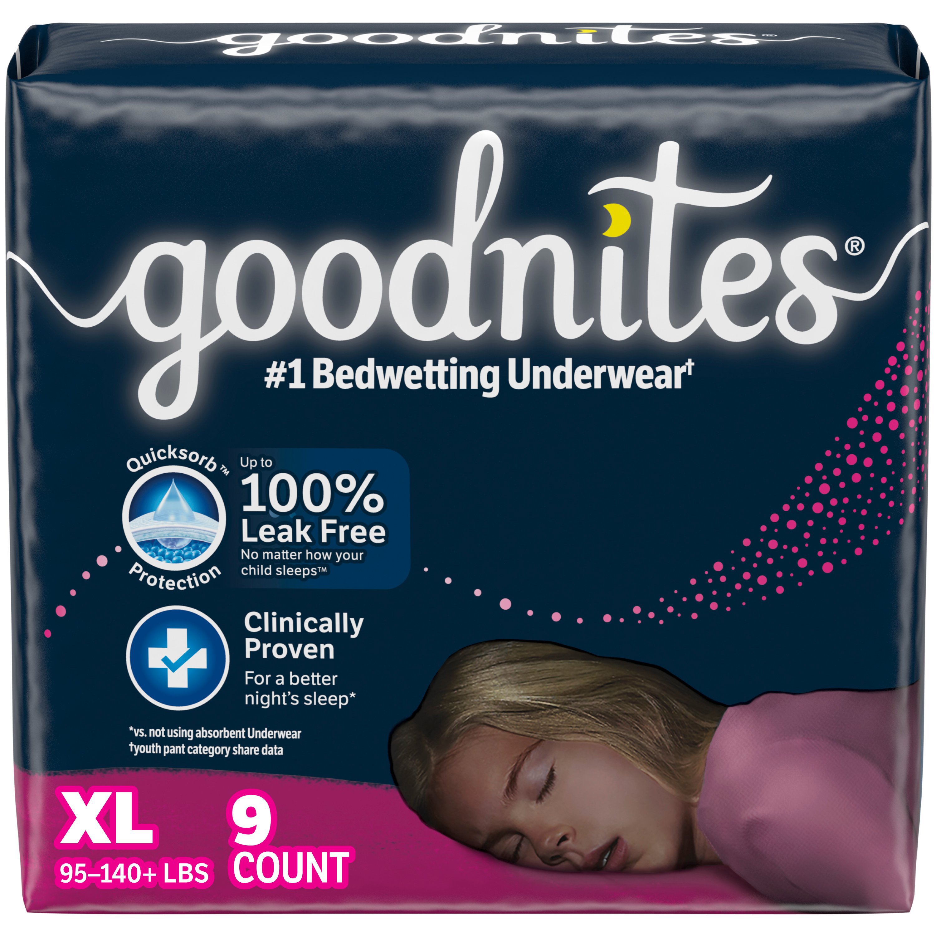 Goodnites Girls' Nighttime Bedwetting Underwear XL (95-140 lb.)