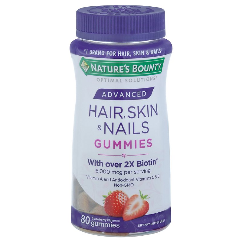 Nature's Bounty Optimal Solutions Advanced Hair Skin & Nails Strawberry  Gummies - Shop Vitamins & Supplements at H-E-B