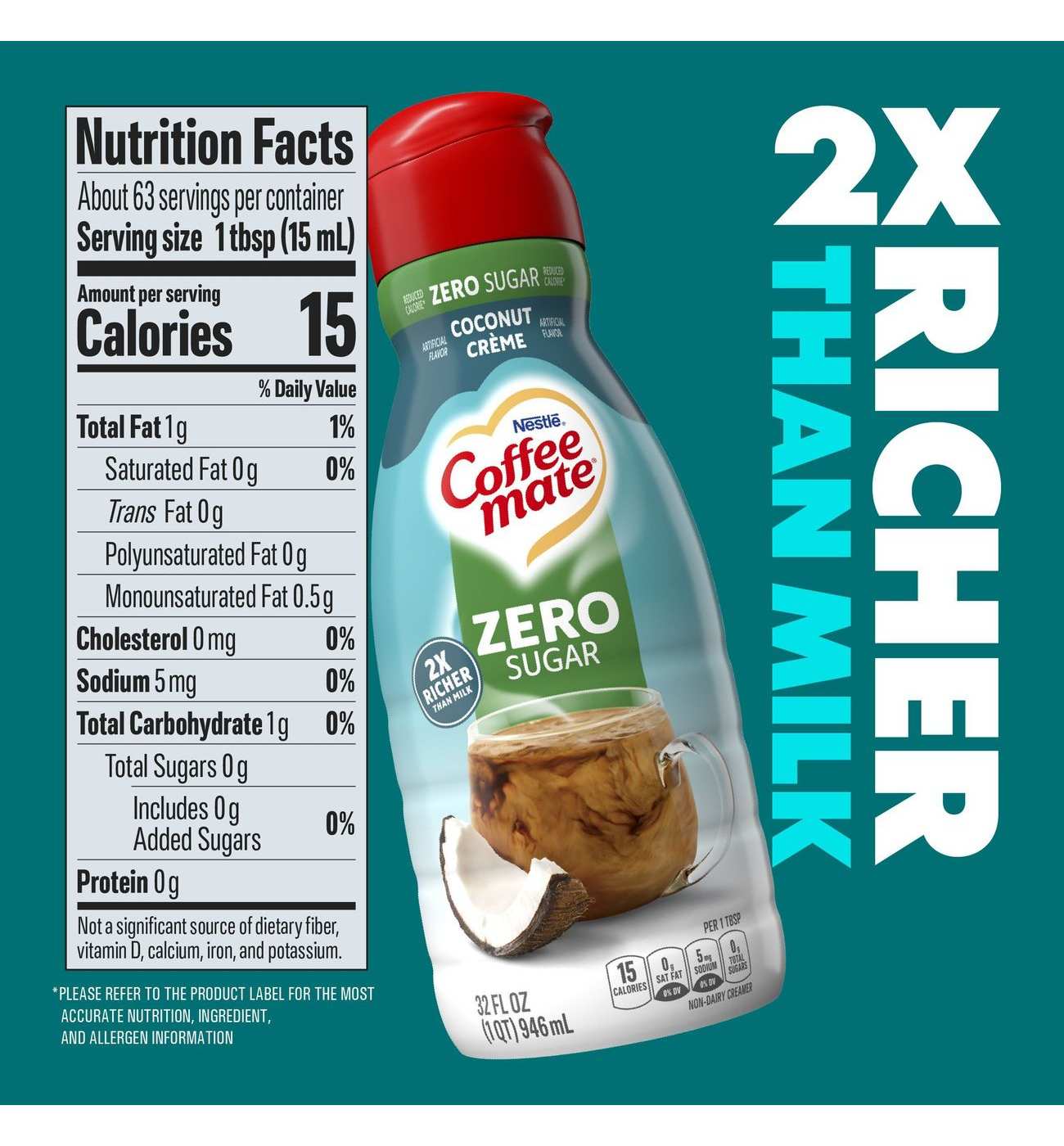 Nestle Coffee Mate Zero Sugar Liquid Coffee Creamer - Coconut Creme; image 6 of 8