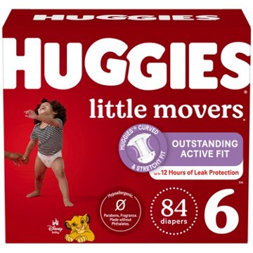 Huggies Little Movers Baby Diapers - Size 6 (35+ lbs), 84 ct