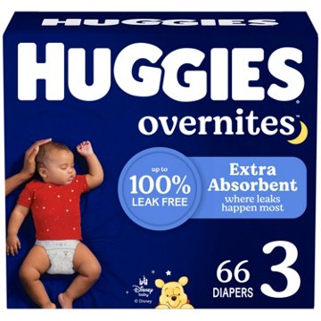 Huggies Overnites Nighttime Baby Diapers - Size 3, 66 ct