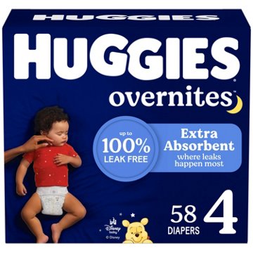 Huggies Overnites Nighttime Baby Diapers - Size 4, 58 ct