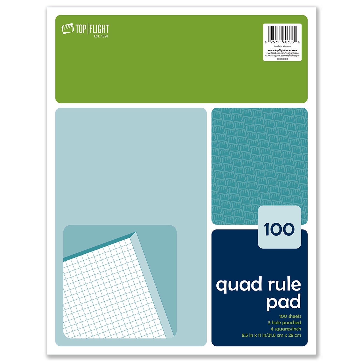 Top Flight Quad Rule Pad Shop Notebook paper at HEB