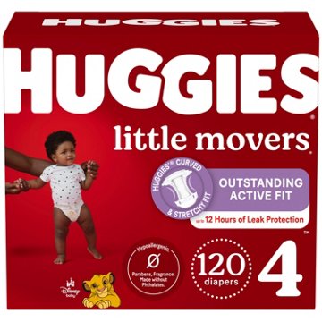 Huggies Little Movers Baby Diapers - Size 4, 120 ct