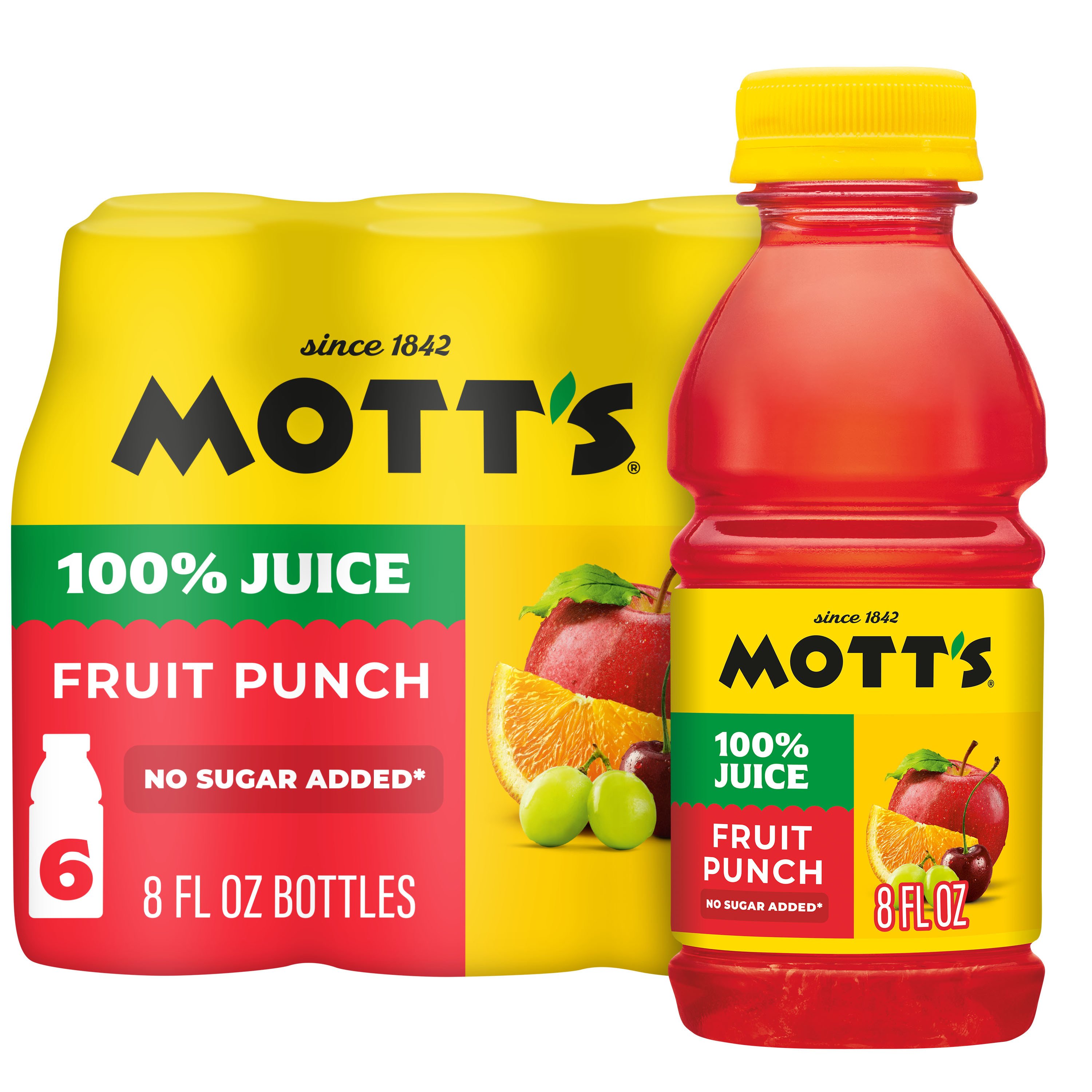 Mott's 100% Fruit Punch Juice Bottles, 6 ct, 8 oz