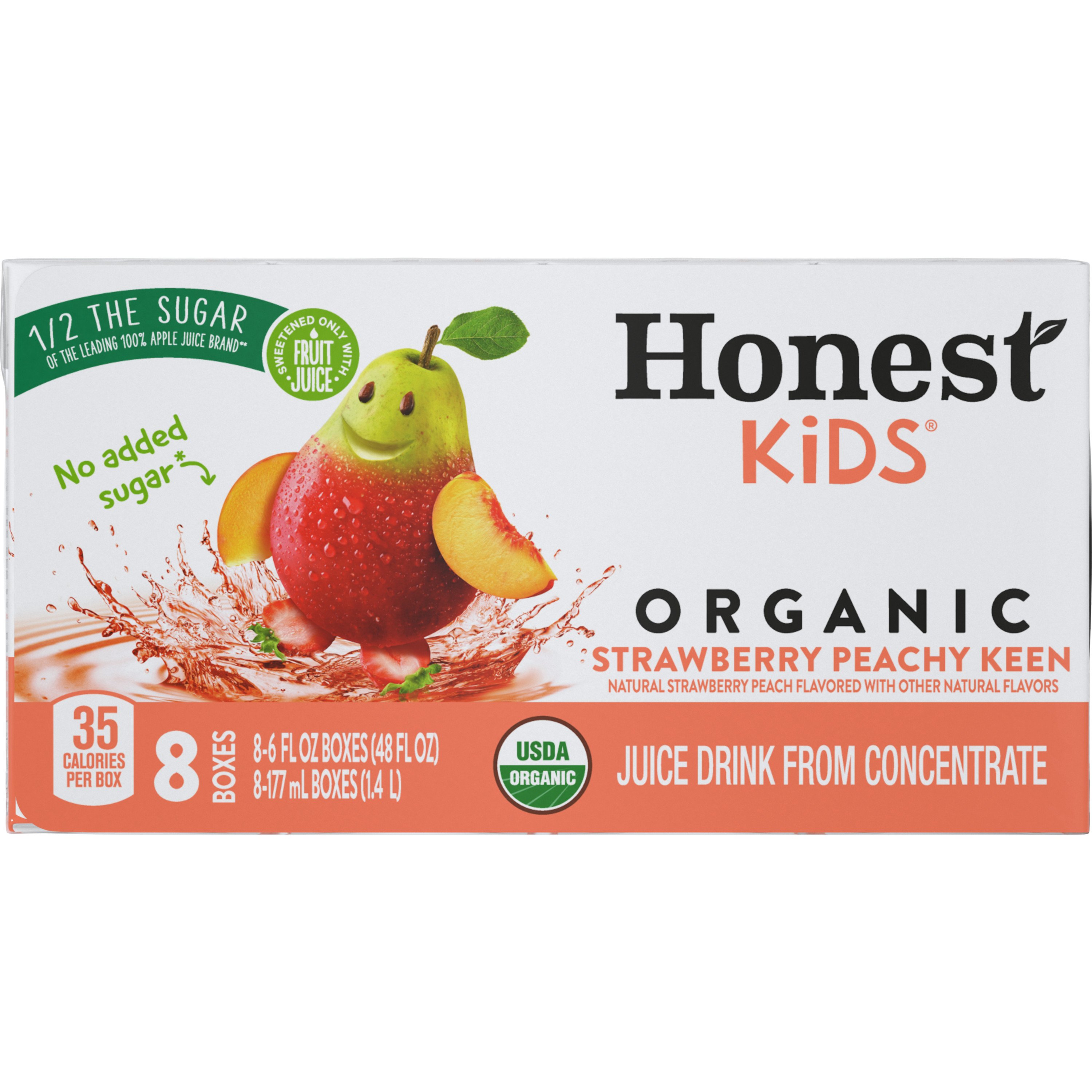 Honest Kids Organic Strawberry Peachy Keen Juice Drink 6 oz Boxes