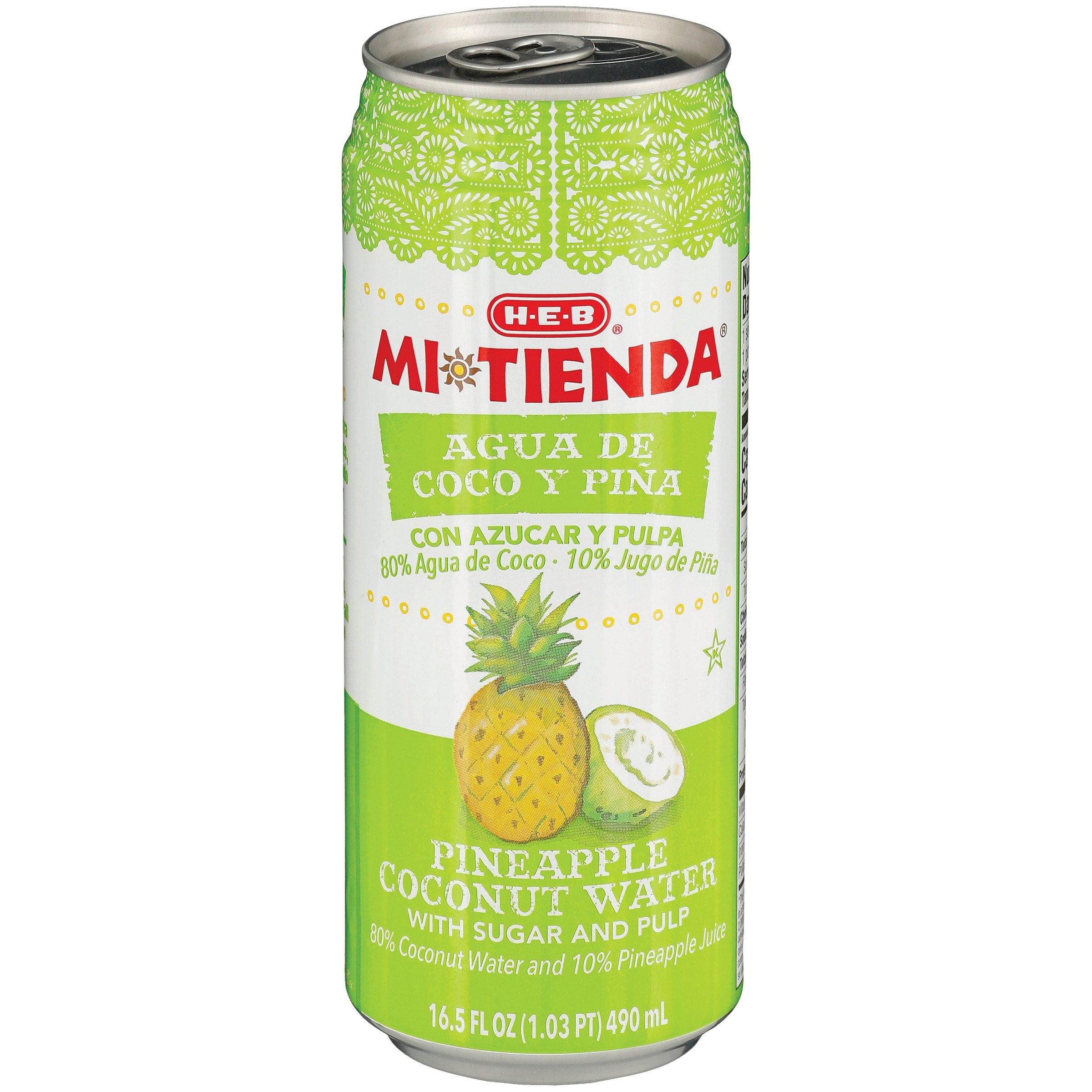 H E B Mi Tienda Pineapple Coconut Water with Sugar Pulp