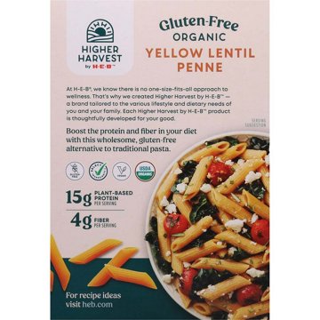 Higher Harvest by H-E-B Gluten Free Organic 15g Protein Yellow Lentil Penne Pasta Noodles, 8 oz