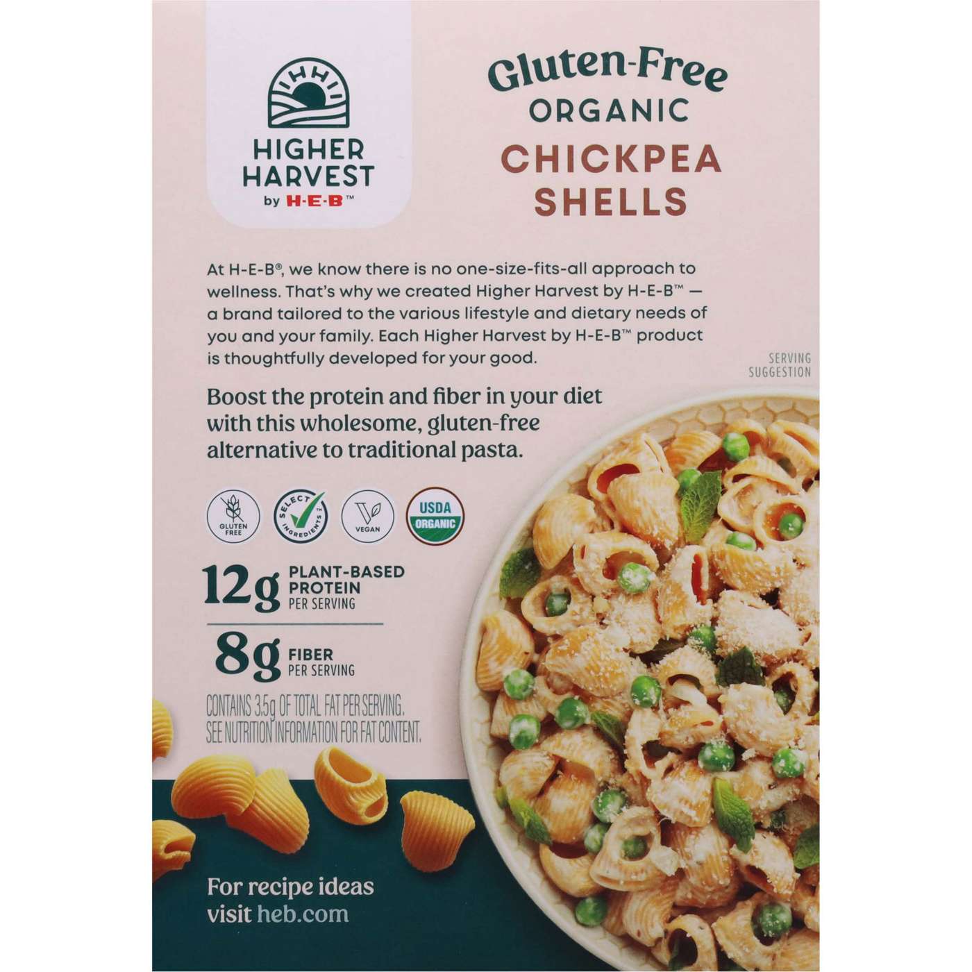 Higher Harvest by H-E-B Gluten Free Organic 12g Protein Chickpea Shells Pasta Noodles; image 5 of 6