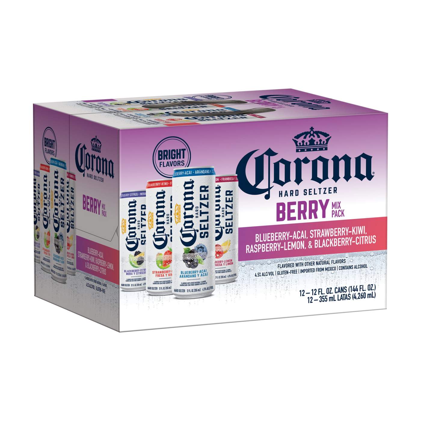 Corona Hard Seltzer Berry Mix Variety Pack Gluten Free 12 oz Cans, 12 pk; image 1 of 10