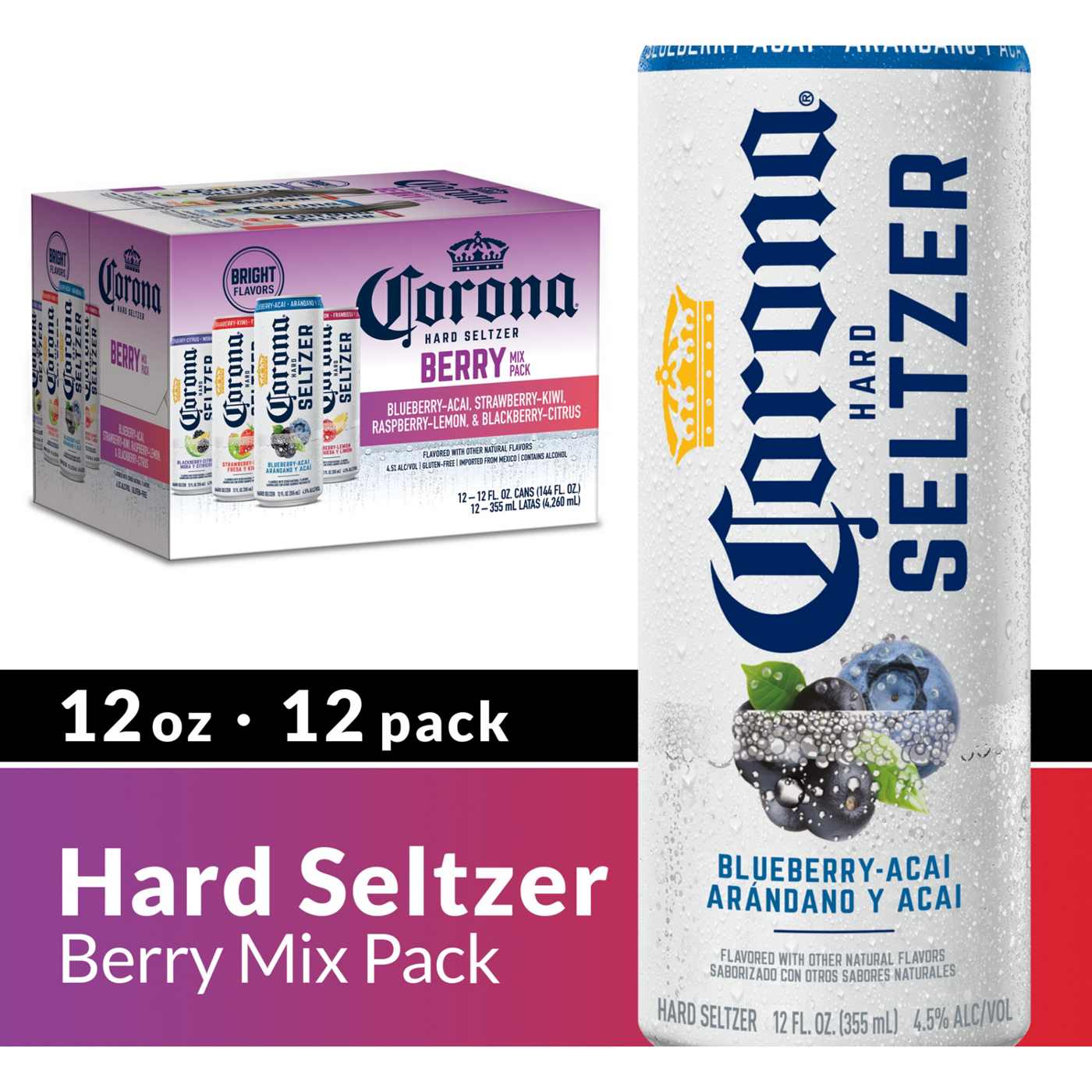 Corona Hard Seltzer Berry Mix Variety Pack Gluten Free 12 oz Cans, 12 pk; image 10 of 10