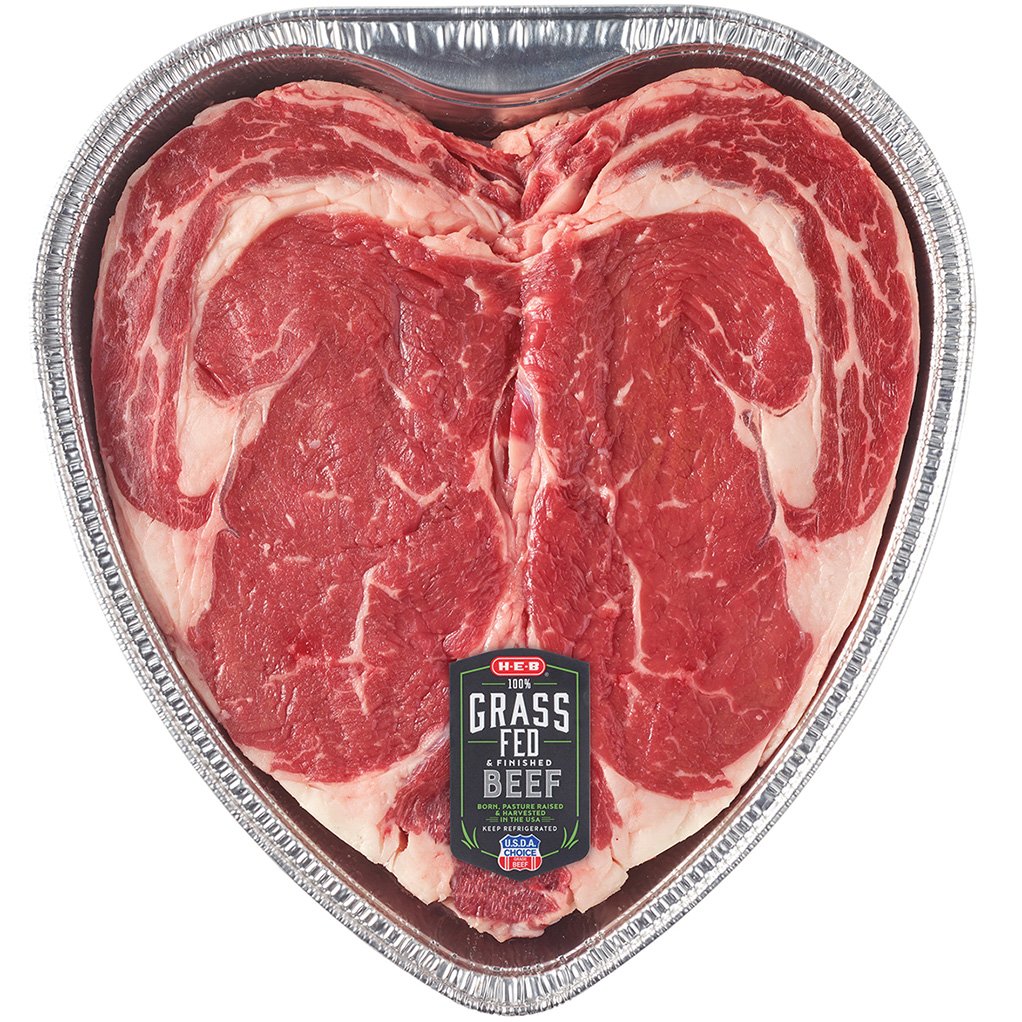 HEB Grass Fed & Finished Beef Boneless Ribeye Sweetheart Steak USDA