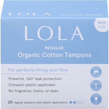 Lola Organic Compact Plastic Applicator Regular Tampons, 20 ct