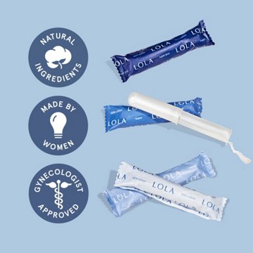 Lola Organic Compact Plastic Applicator Regular Tampons, 20 ct