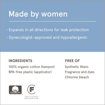 Lola Organic Compact Plastic Applicator Regular Tampons, 20 ct