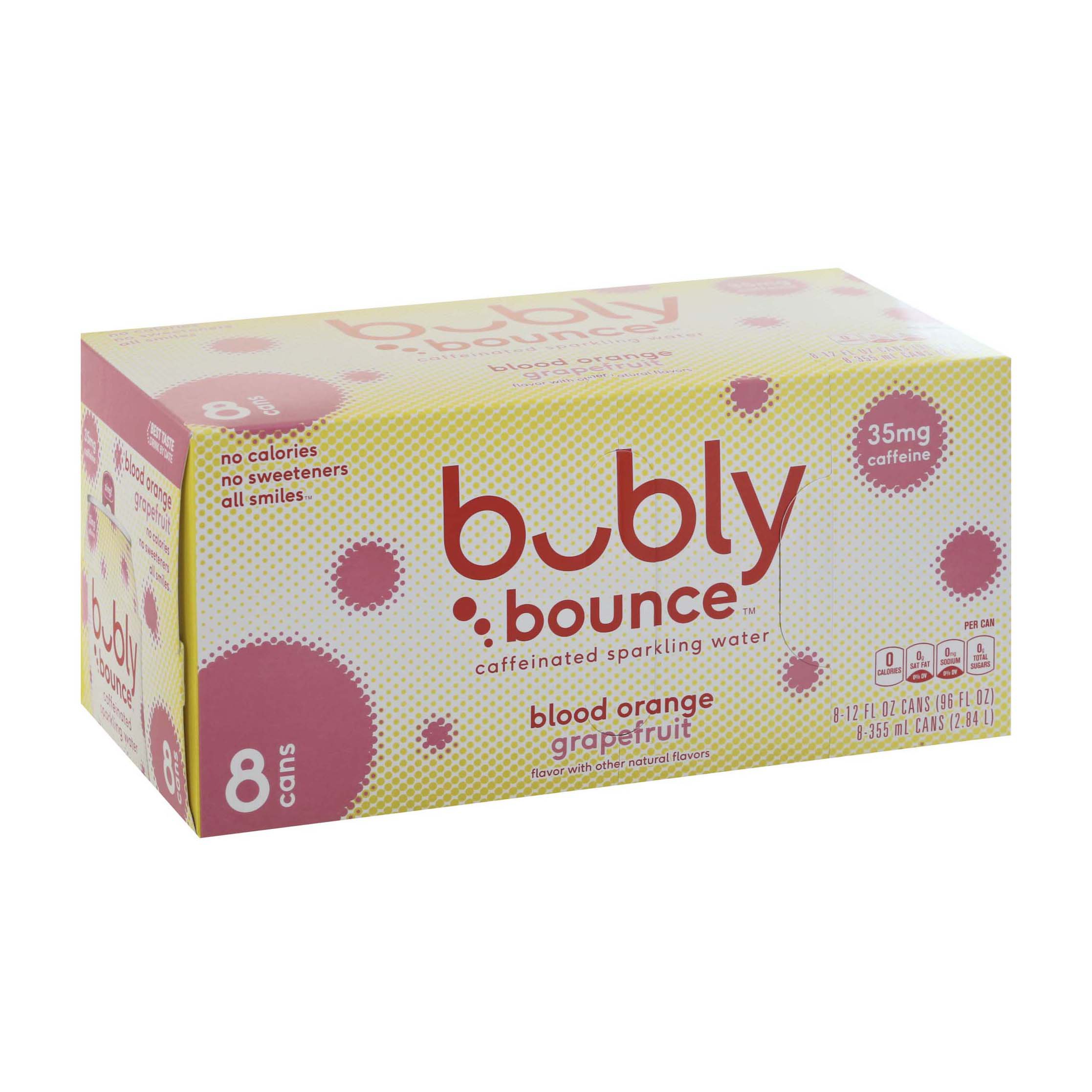 Bubly Bounce Blood Orange Grapefruit Caffeinated Sparkling Water, 12 oz