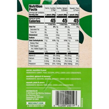 Beech-Nut Veggies Pouches - Variety Pack, 9 ct