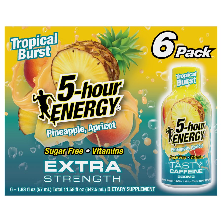 5-hour ENERGY Extra Strength Energy Shots - Tropical Burst, 6 pk