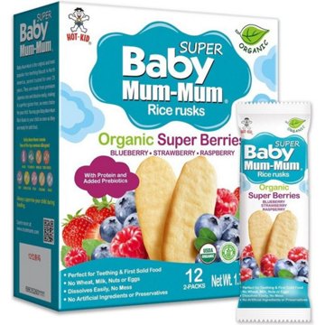 Baby Mum-Mum Organic Rice Rusks - Super Berries, 12 pk