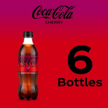 Coca-Cola Zero Sugar Cherry Coke Soda Soft Drink 6 pk Bottles