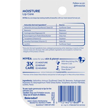 NIVEA Moisture Lip Care, 2 pk
