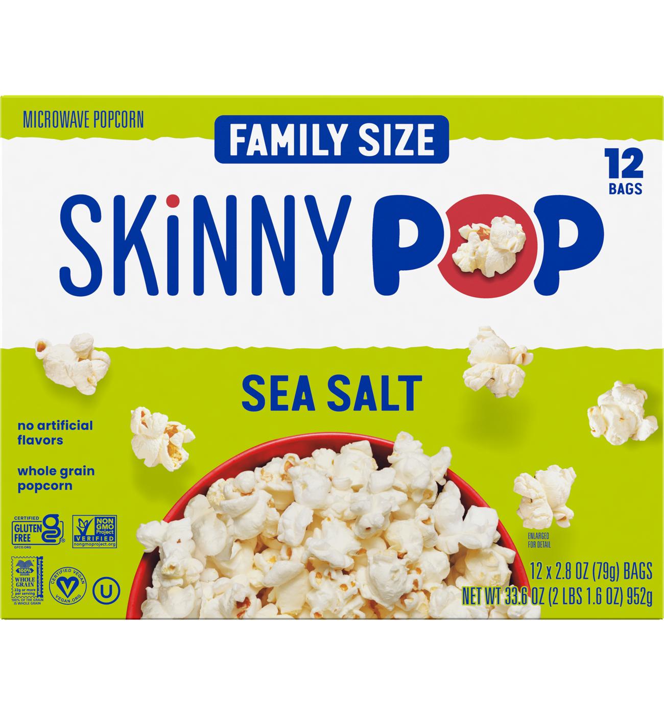SKINNYPOP Microwavable Popcorn Family Size - Sea Salt; image 1 of 4