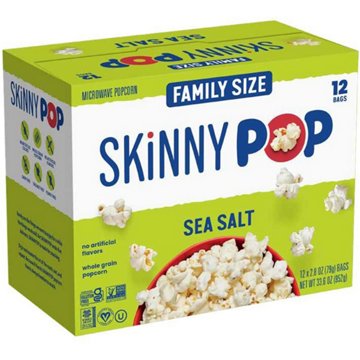SKINNYPOP Microwavable Popcorn Family Size - Sea Salt, 12 ct