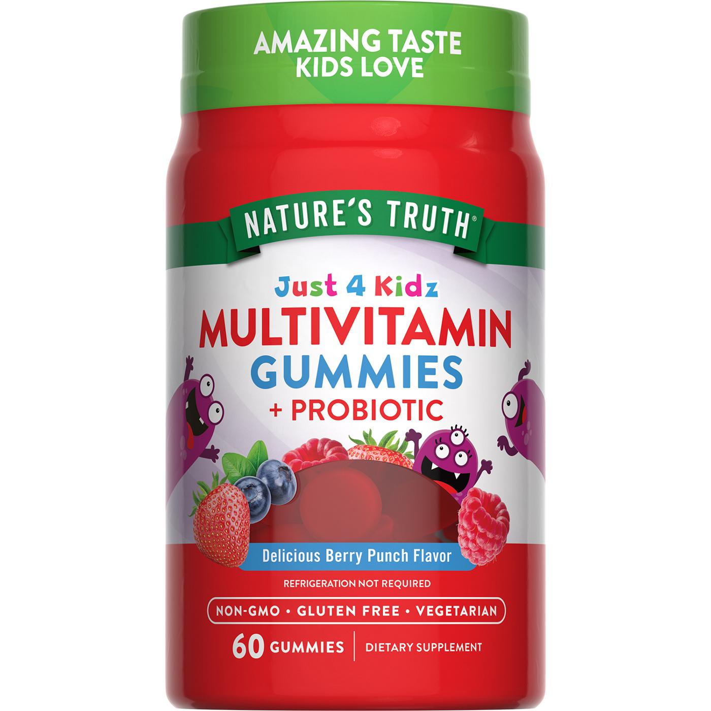 Nature's Truth Just 4 Kidz Multivitamin + Probiotic Natural Berry Punch Gummies; image 1 of 4