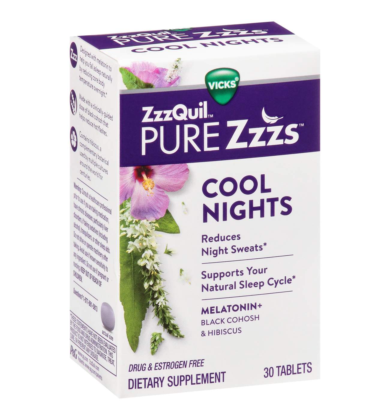 Vicks ZzzQuil PURE Zzzs Cool Nights Tablets - Shop Sleep & snoring aids ...