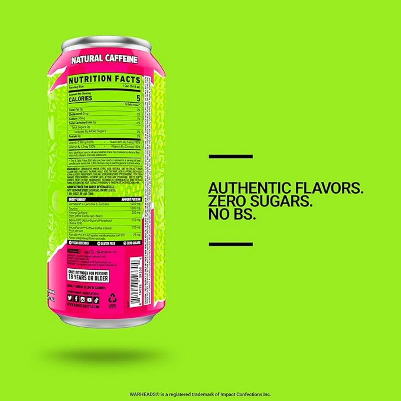 Ghost Zero Sugar Warheads Sour Watermelon Energy Drink; image 4 of 7