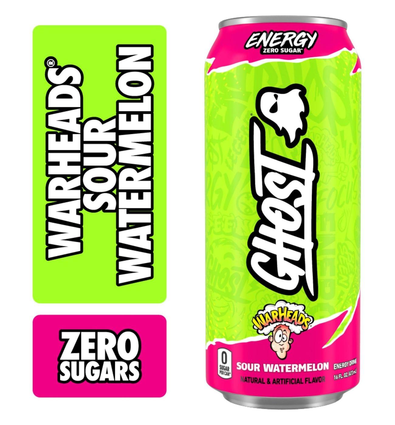 Ghost Zero Sugar Warheads Sour Watermelon Energy Drink; image 6 of 7