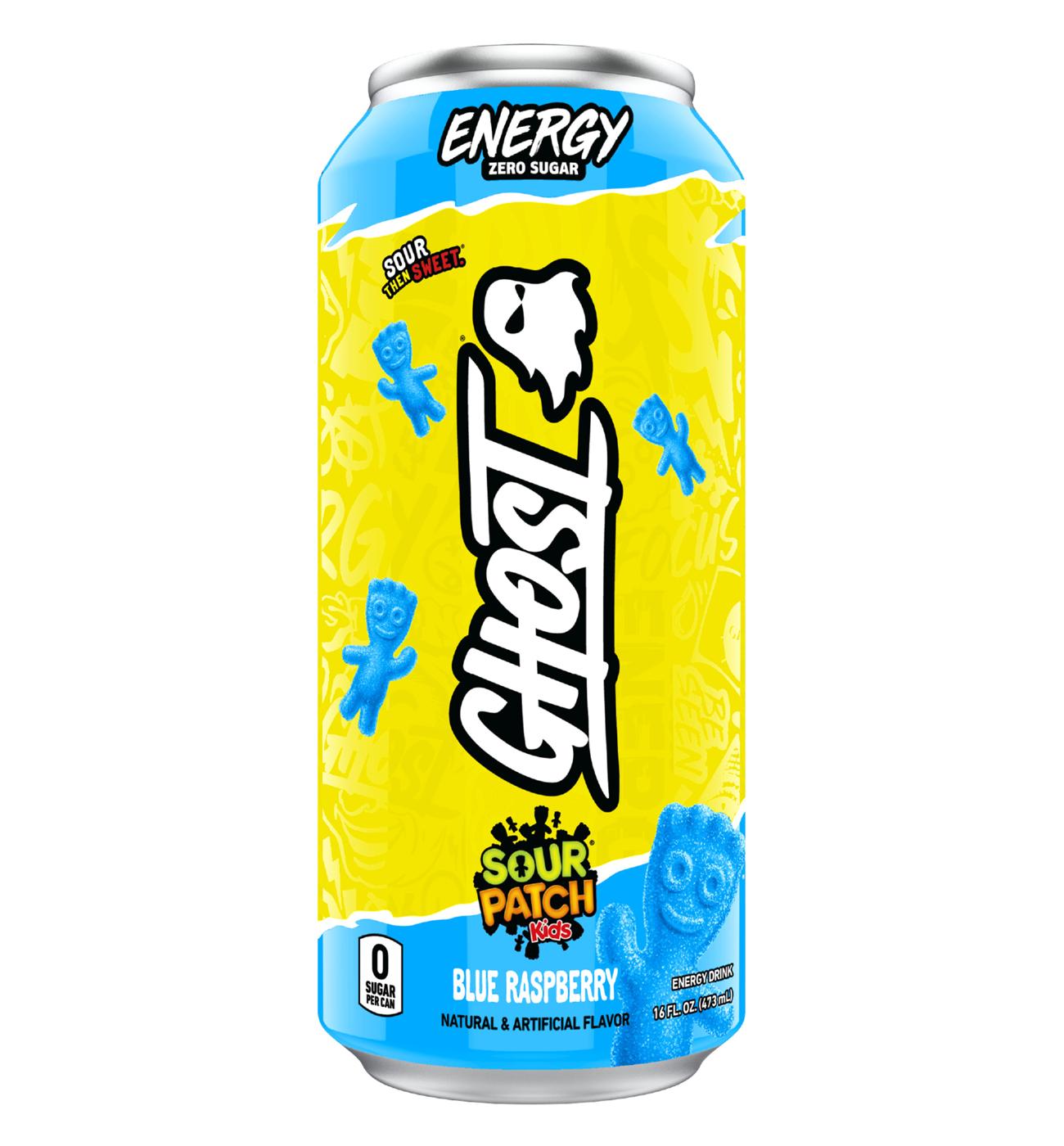 Ghost Zero Sugar Sour Patch Kids Blue Raspberry Energy Drink; image 1 of 7